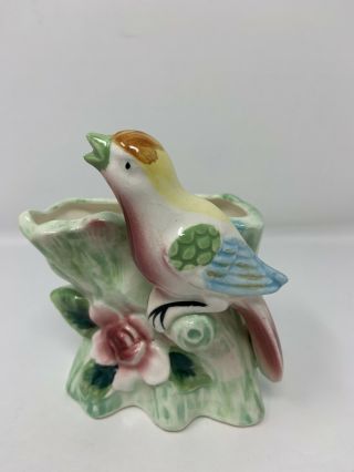 Vintage Colorful Bird Ceramic Planter - Made In Japan 500