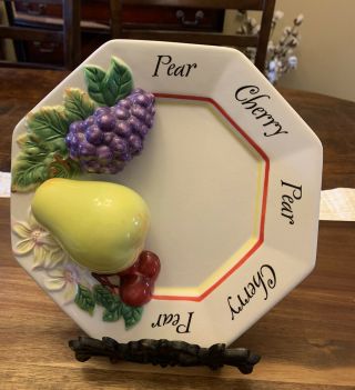 Vintage Bella Casa By Ganz fruit pear cherry ceramic 3D wall hanging plate 2
