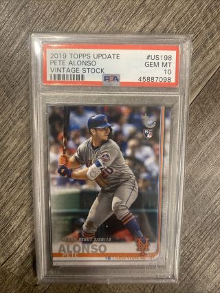 2019 Topps Update Vintage Stock Pete Alonso Rookie Rc /99 Us198 Psa 10 Gem