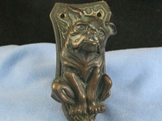 Bronze Bulldog Dog Bull Terrier Victorian Antique Study Door Knocker Figure