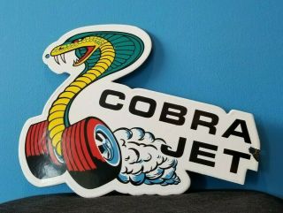 Vintage Ford Motor Co Porcelain Cobra Jet Sales Service Gas Automobile Sign