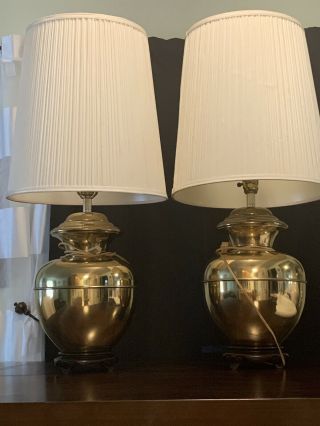 Vintage C.  N Burman Brass Lamps With Shades