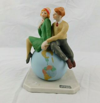 Norman Rockwell First Love Figurine Whitney Heritage - Couple Sitting On Earth