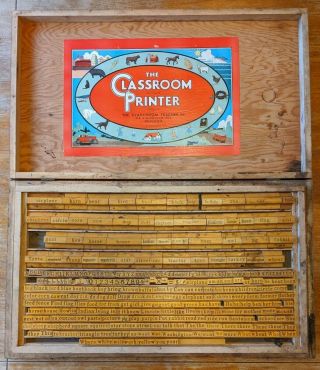 The Classroom Printer Vintage 1932 Rubber Stamps Set With Wooden Case