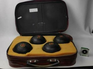 Vintage Henselite Lawn Bowls Size 0 - Grip With Leather Case