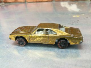 Vintage Hot Wheels Custom Dodge Charger / Gold - Redline - 1968 Mattel 2