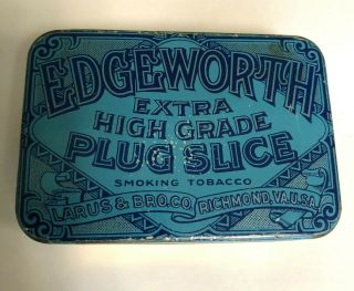 EDGEWORTH EXTRA PLUG SLICE SMOKING TOBACCO VINTAGE TIN 1900 ' s 2