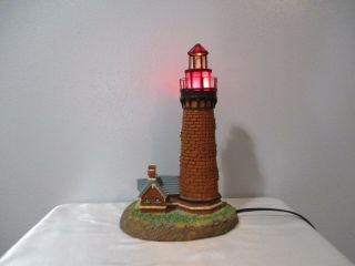 Resin And Stain Glass Lighthouse Night / Accent Table Lamp 12 1/4 " Tall
