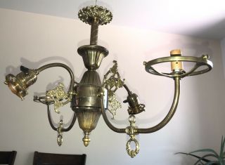 Antique Brass French Style Diamond￼ Shape 4 Arms Chandelier 26 X18.  5