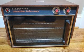 Vintage Farberware Convection Turbo Oven Model 460 Tray And Drip Pan.  Wood Grain