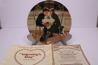 Vintage 1981 Norman Rockwell Knowles Valentine ' s Day Plate 217298A 1st Edition 2