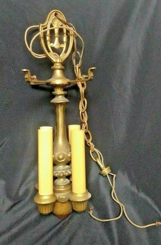 Ornate Antique 4 Bulb Hanging Electric Victorian Art Deco Lamp Candle