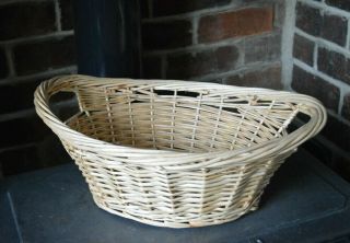 Vintage Large Wooden Woven Rattan Wicker Harvest Display Basket Box Case Hamper