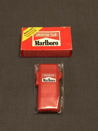 Vintage 1992 Marlboro Adventure Team Red Plastic Windproof Lighter Nib