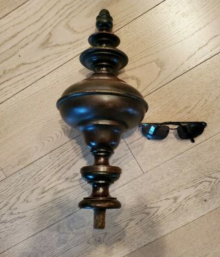 Antique French Wood Newel Post Finial End; Stair Post Cap,  Very Large 16 