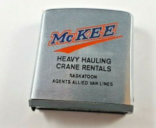Vintage Zippo Tape Measure Niagara Falls,  Ont Mckee Allied Van Lines Saskatoon
