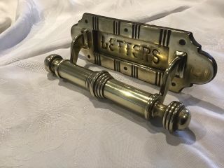 Reclaimed Antique Solid Brass Victorian Period Letter Box / Door Pull Handle