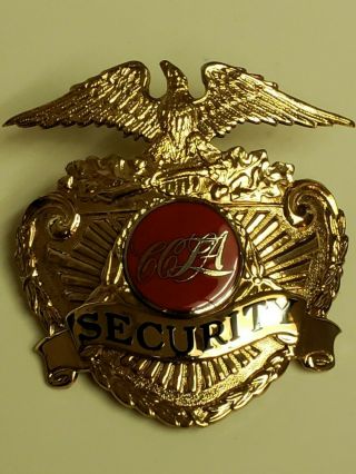 Obsolete Vintage Coca - Cola Bottling Co La Security Hat Badge,  Real Badge