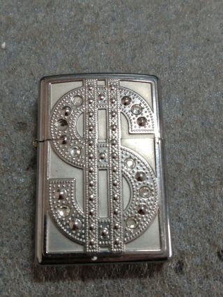 Vintage 2005 Zippo Swarovski Dollar Sign Lighter