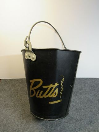 Vintage metal black cigarette bucket 2