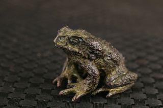 Fortune Chinese Bronze Hand Carved Seat Frog Statue Figure Decoration