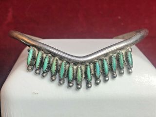 Vintage Estate Sterling Silver Older Zuni Bracelet Petit Turquoise Old Pawn