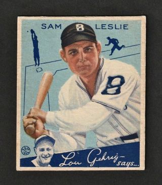 Sam Leslie: Brooklyn Dodgers: Goudey Big League Gum Trading Card 1954: R320