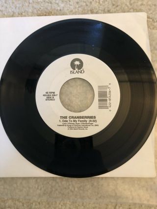 The Cranberries: Zombie / Ode To My Family,  7 In Record Vinyl 45 Rpm