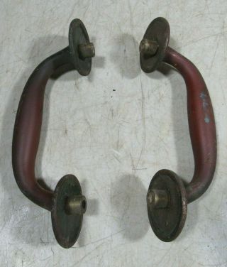 Pair Vintage/antique Brass/bronze Large Handles Door Barn Threaded Pull