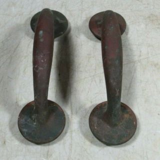 Pair Vintage/Antique Brass/Bronze Large handles Door Barn Threaded Pull 2