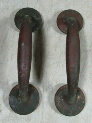 Pair Vintage/Antique Brass/Bronze Large handles Door Barn Threaded Pull 3