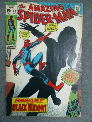 Vintage 1970 The Spider - Man 86 Marvel Comic Key Black Widow Issue