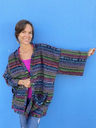 Guatemalan Kimono Jacket Created From Vintage Ikat Corte/skirt Textile