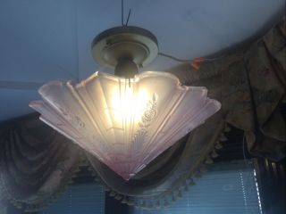 Antique Rose Lavender Consolidated Glass Shade 1930 Art Deco Light Fixture Shade