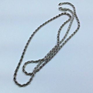 Vintage Sterling Silver 925 Rope Chain Necklace - 30 " Long - 34.  2 Grams - Estate