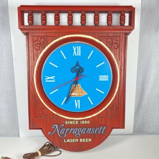 Vintage Narragansett Beer Nautical Clock Light Up Sign Sailboat 1970s Euc