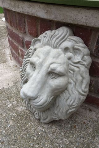 Lion Head Concrete Sculpture Plaque Wall Fountain Relief Spout (light Gray)