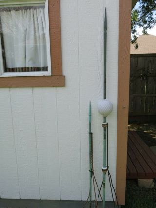 Antique Lightning Rod Set Of 2 – 1 With White Milk Glass Ball Globe Insulators
