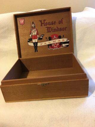 Vtg.  1950’s House Of Windsor Palmas Wooden Cigar Box/ Redwood/