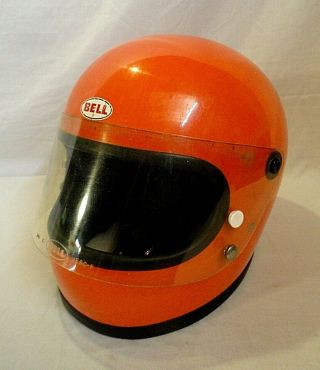 Wow Vintage Bell Star 2 Snell `75 Size 6 7/8 Orange Motorcycle Helmet