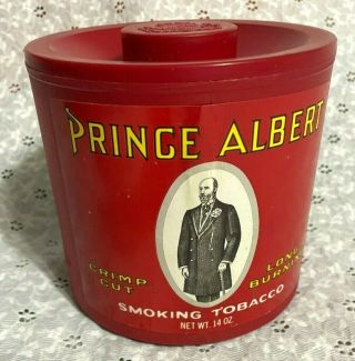Vintage " Prince Albert " Smoking Tobacco Plastic Container W/lid (14 Oz) Tin Rare