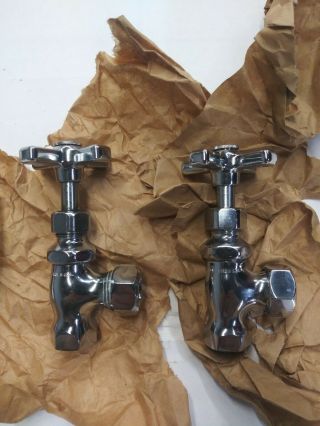 4 Standard Vintage Antique Chrome Brass Sink Toilet Water Supply Valves Nos