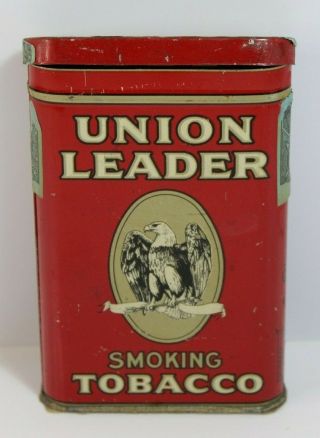 Vintage Union Leader Smoking Tobacco Tin Pocket Can W/ American Eagle