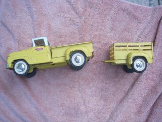 Vintage Tonka Yellow Pickup And Trailer