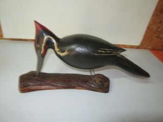 Jim Slack Signed Hand Carved Large 17 Inch Pileated Woodpecker