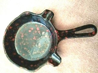 Vintage Griswold Cast Iron Ashtray Black And Red Speckled Enameled