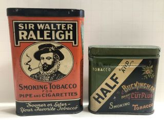 (2) Vintage Tobacco Tins - Sir Walter Raleigh And Buckingham