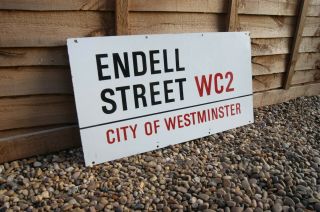 London City Of Westminster West End Enamel Road Sign Endell Street Wc2