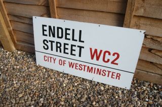 London City Of Westminster West End Enamel Road Sign Endell Street WC2 3