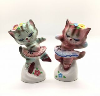 Vintage Py Japan Ballerina Kitty Cats Salt And Pepper Shakers